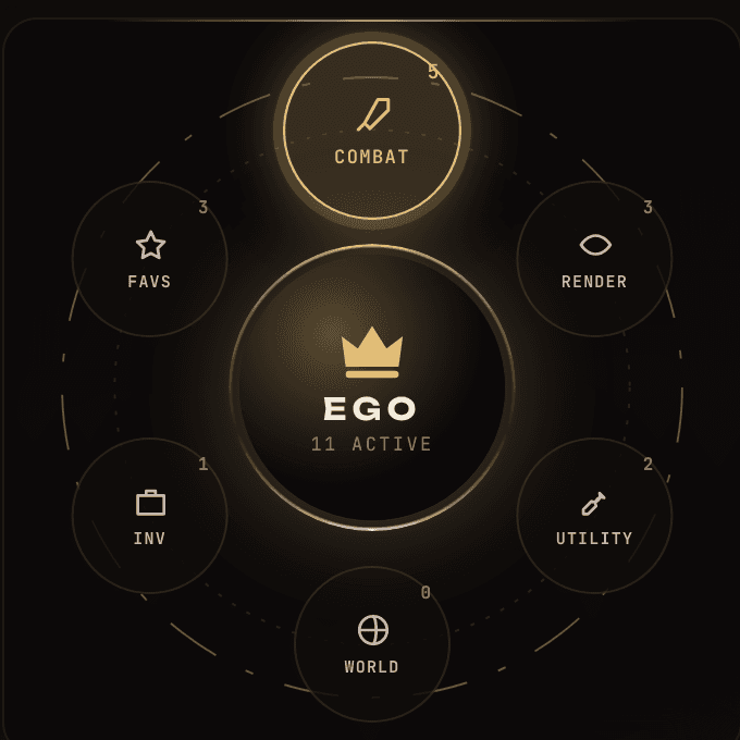 Vista de la órbita de categorías del cliente Ego en tema Gold